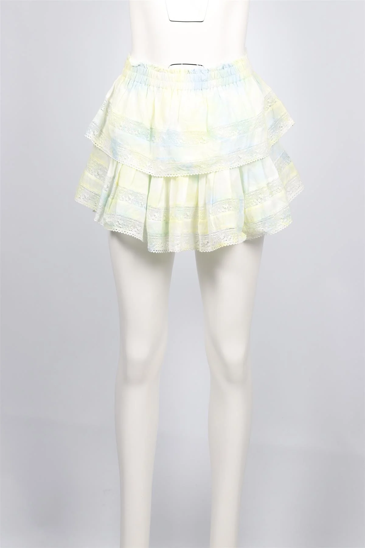 LOVESHACKFANCY BLUE AND YELLOW COTTON MINI SKIRT MEDIUM - Image 2