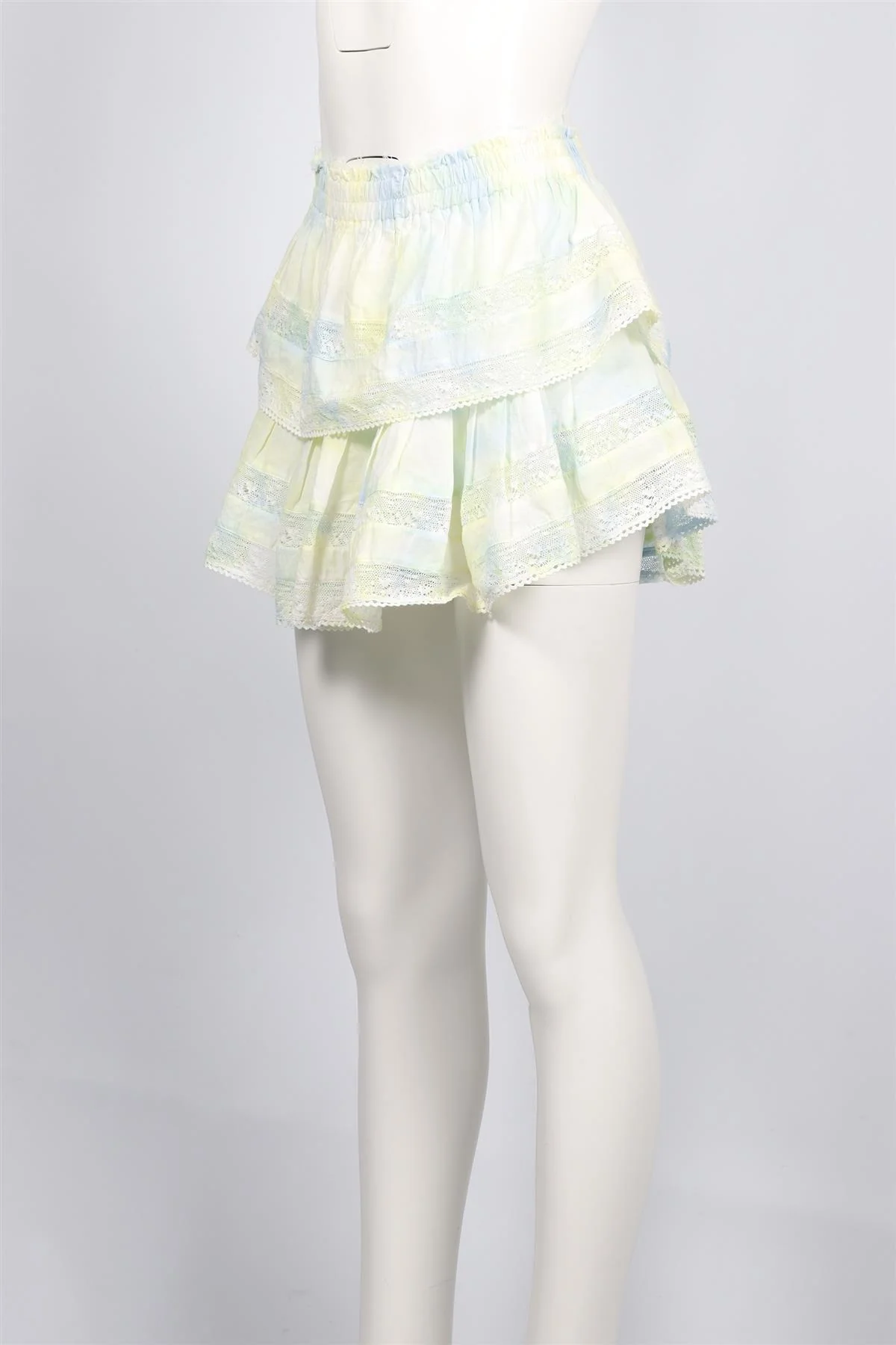LOVESHACKFANCY BLUE AND YELLOW COTTON MINI SKIRT SMALL - Image 3