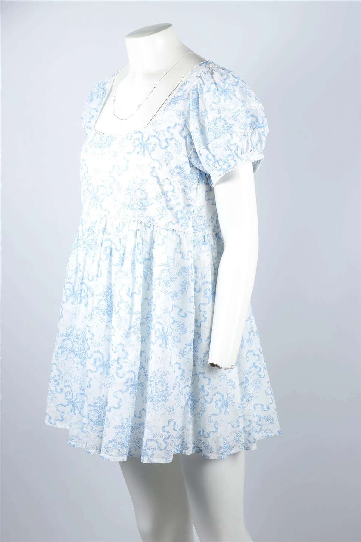 LOVESHACKFANCY BLUE COTTON MINI DRESS US 8 UK 12 - Image 3