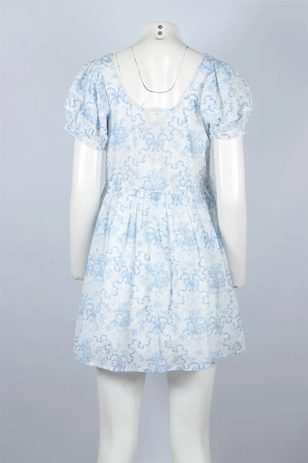 LOVESHACKFANCY BLUE COTTON MINI DRESS US 8 UK 12 - Image 4