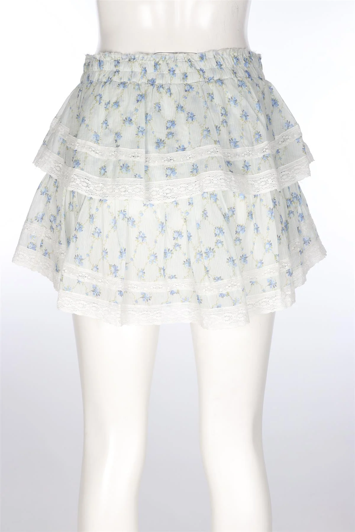 LOVESHACKFANCY BLUE COTTON MINI SKIRT MEDIUM - Image 4