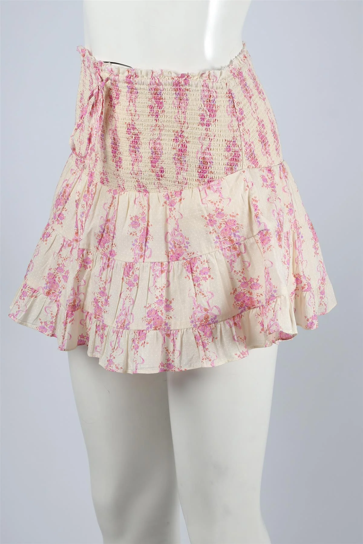 LOVESHACKFANCY CREAM COTTON MINI SKIRT SMALL - Image 3