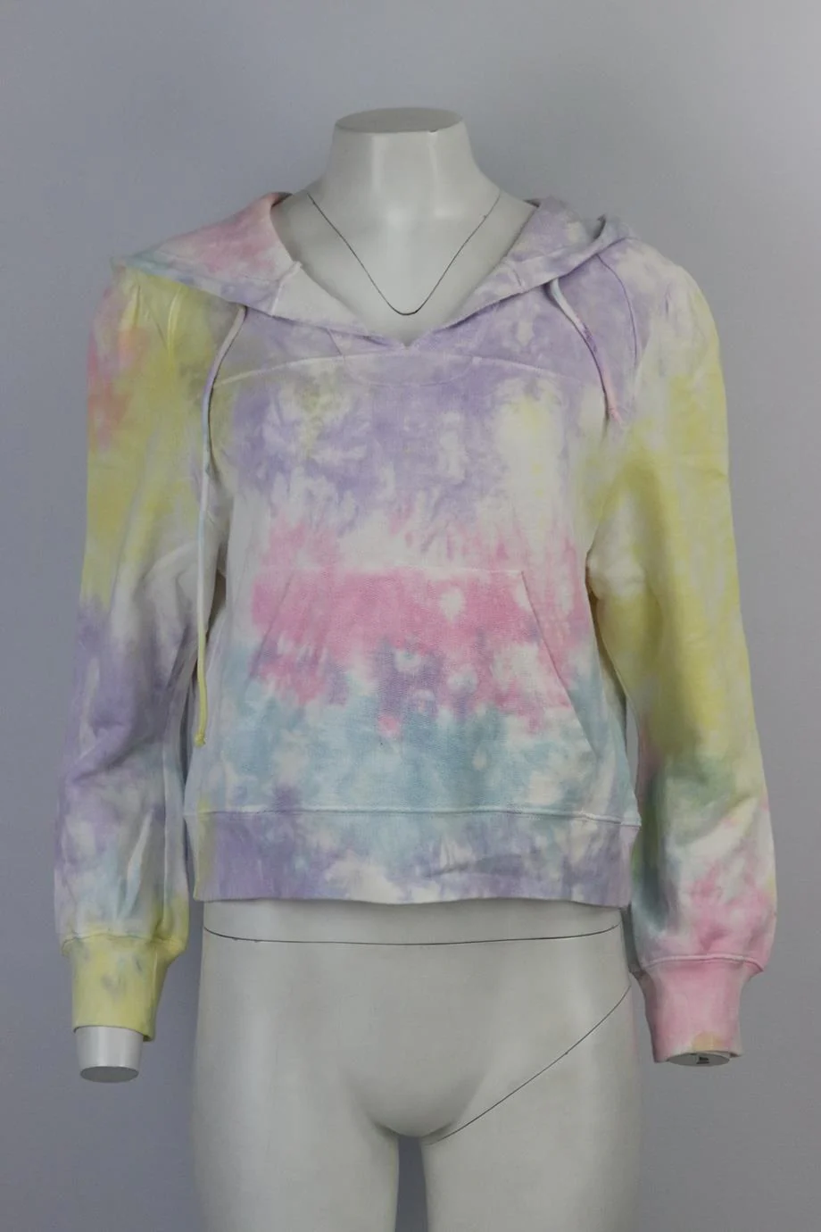 LOVESHACKFANCY CROPPED TIE DYED COTTON JERSEY HOODIE LARGE - Image 2