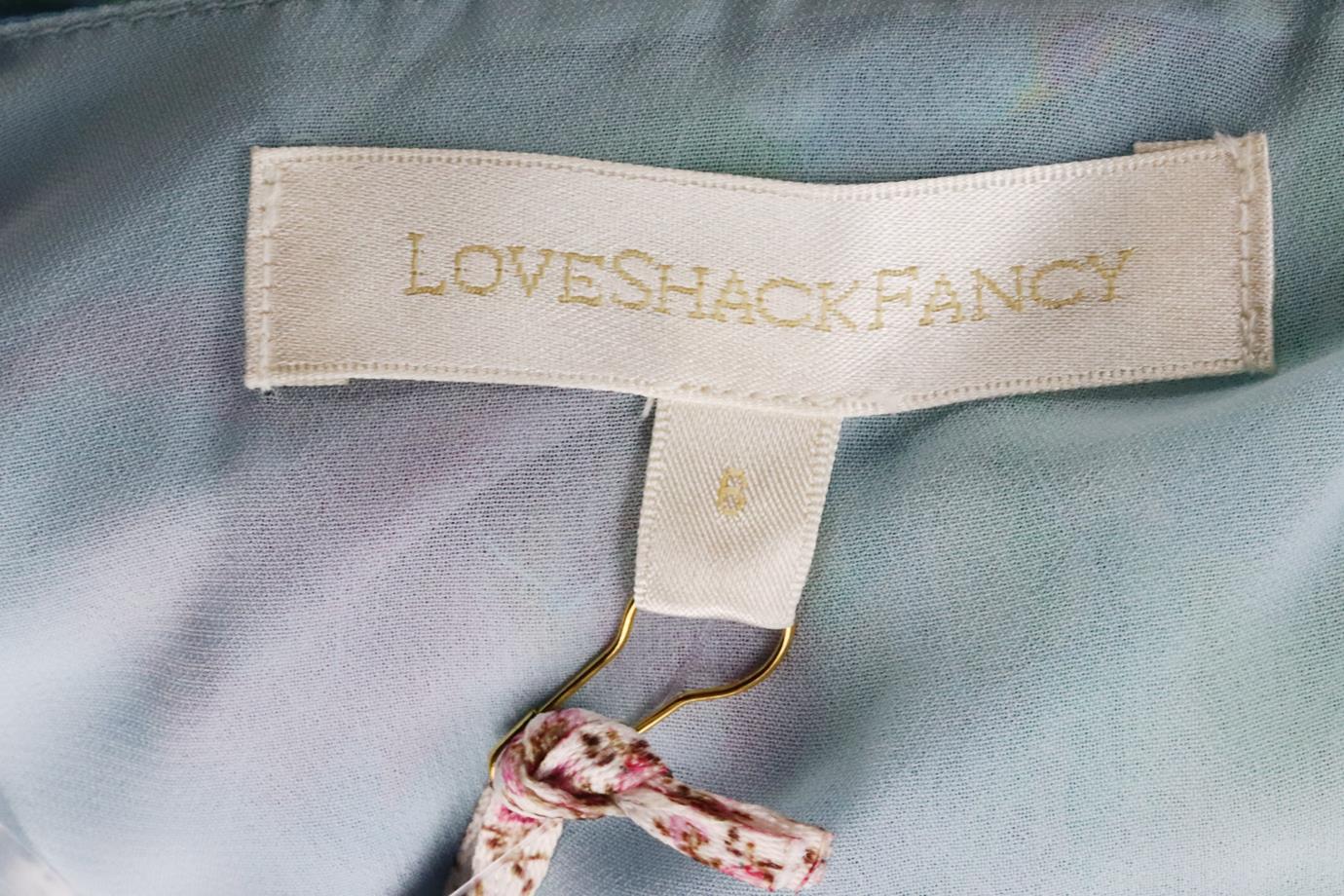 LOVESHACKFANCY EMBELLISHED FLORAL PRINT CREPON MINI DRESS US 6 UK 10 - Image 5