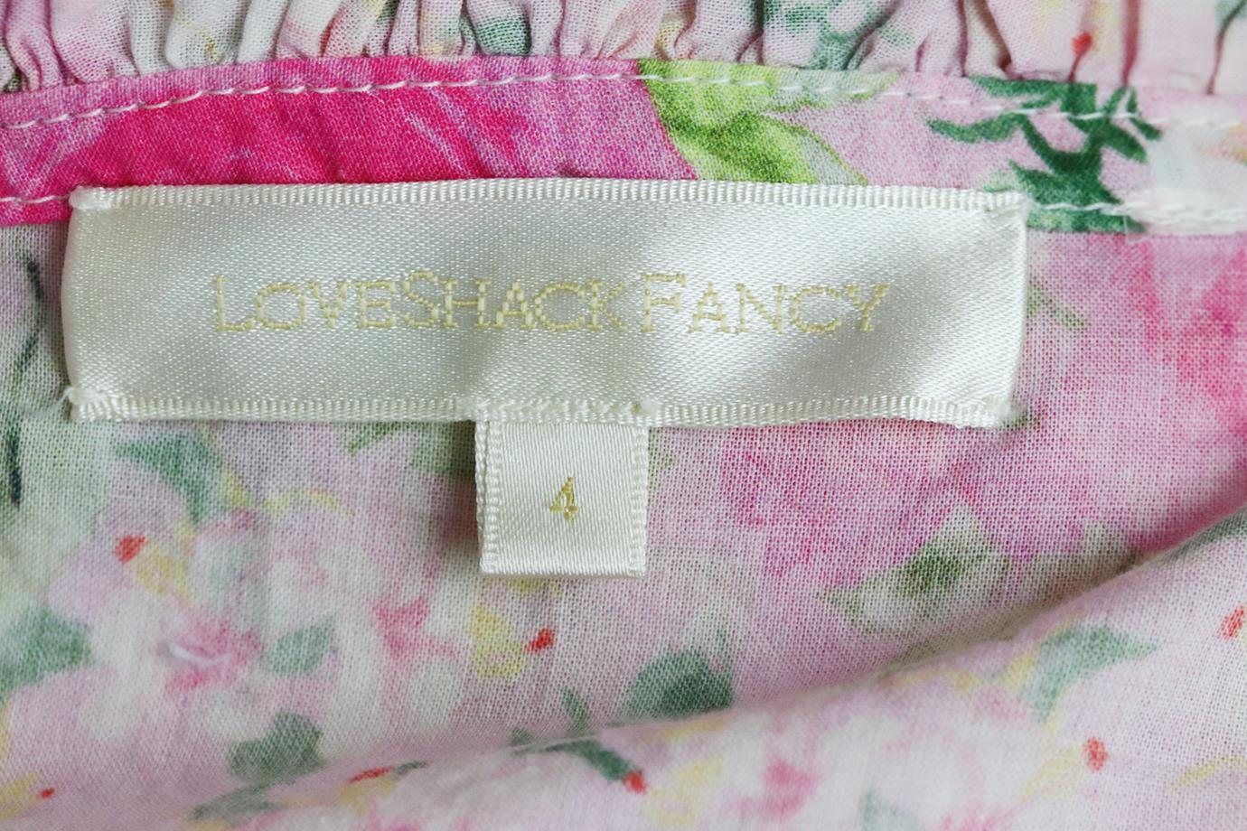 LOVESHACKFANCY EMBROIDERED FLORAL PRINT COTTON TOP US 4 UK 8 - Image 5