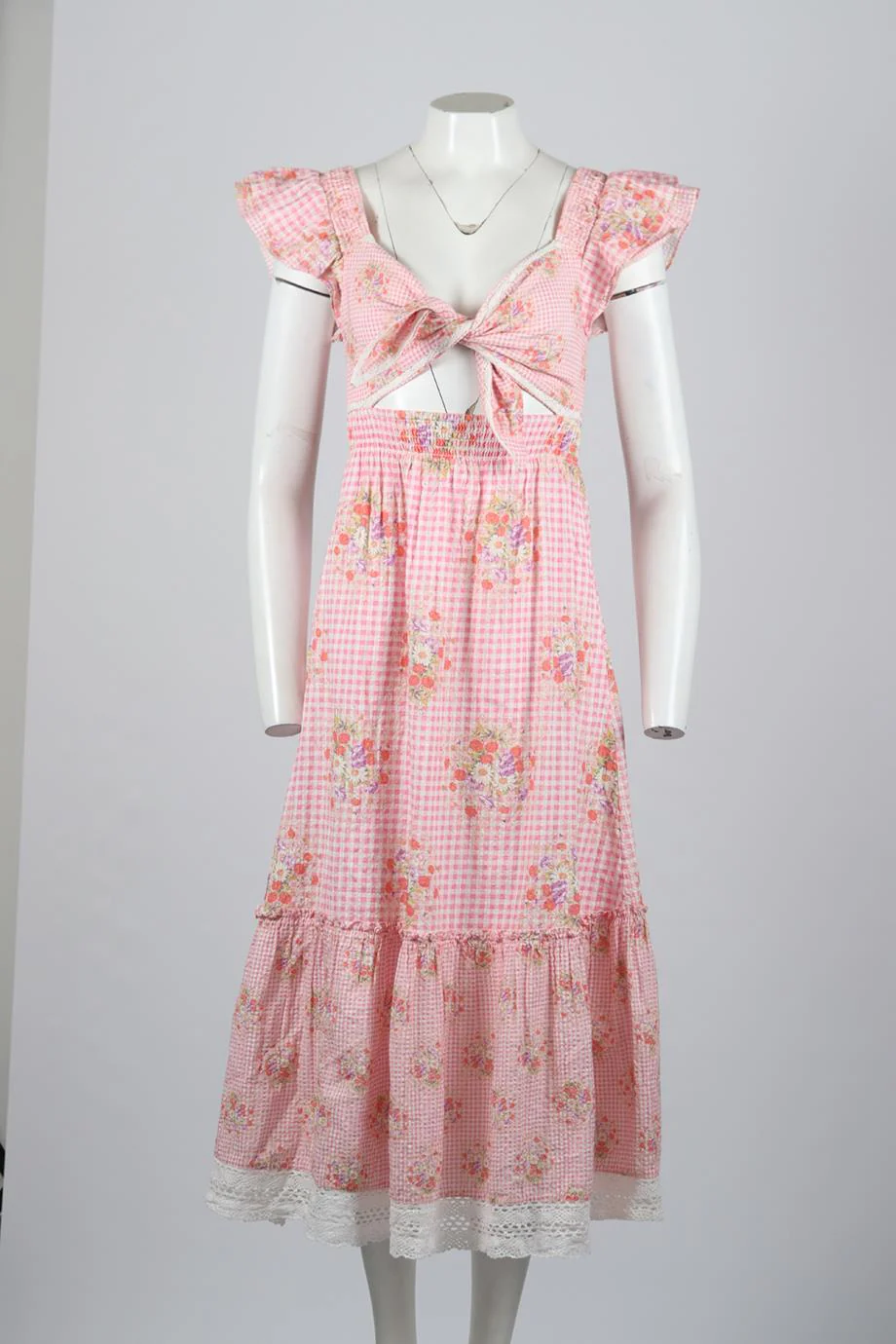 LOVESHACKFANCY FLORAL PRINT COTTON MAXI DRESS SMALL - Image 2