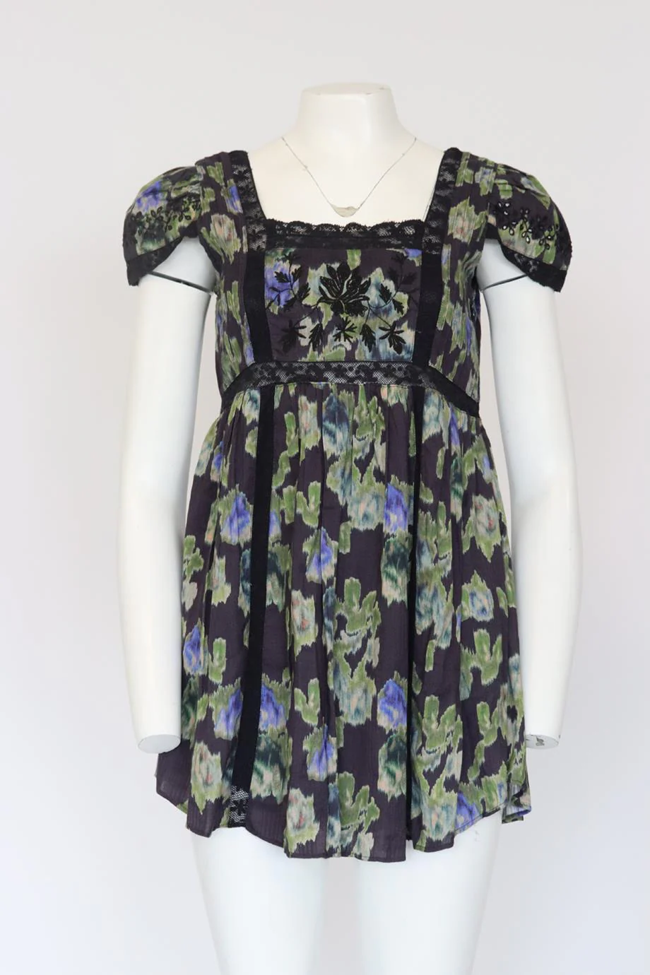 LOVESHACKFANCY FLORAL PRINT COTTON MINI DRESS US 2 UK 6 - Image 2