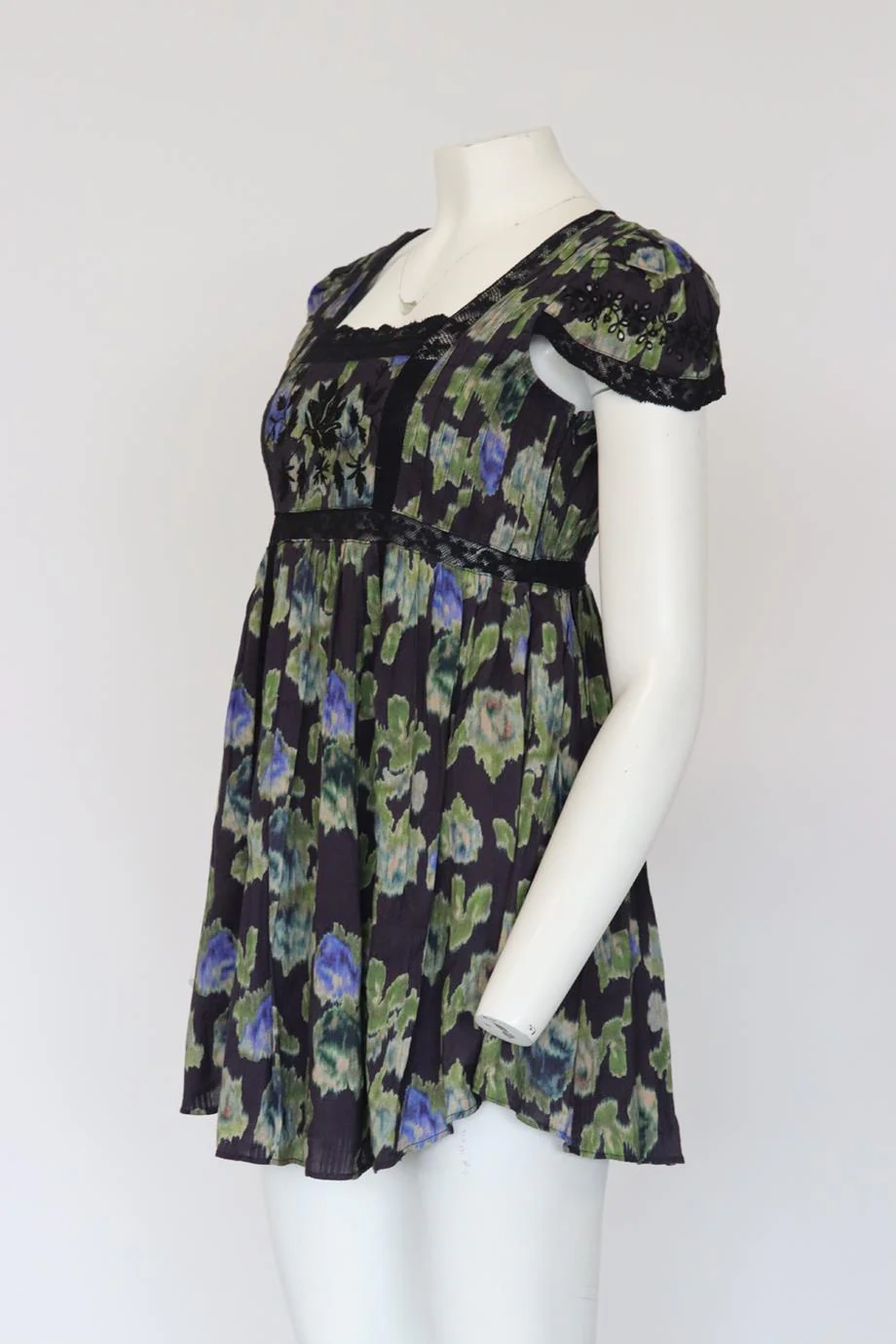 LOVESHACKFANCY FLORAL PRINT COTTON MINI DRESS US 2 UK 6 - Image 3