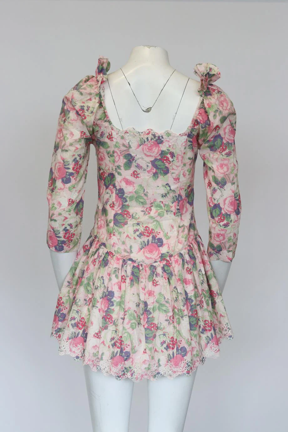 LOVESHACKFANCY FLORAL PRINT COTTON MINI DRESS US 4 UK 8 - Image 4