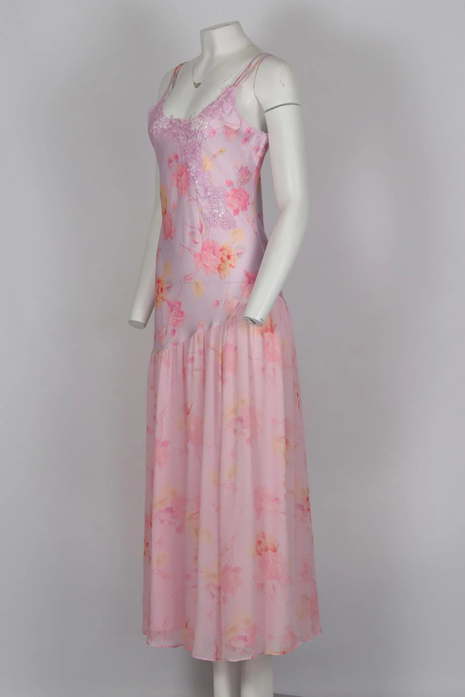 LOVESHACKFANCY FLORAL PRINT SATIN MIDI DRESS US 4 UK 8 - Image 3