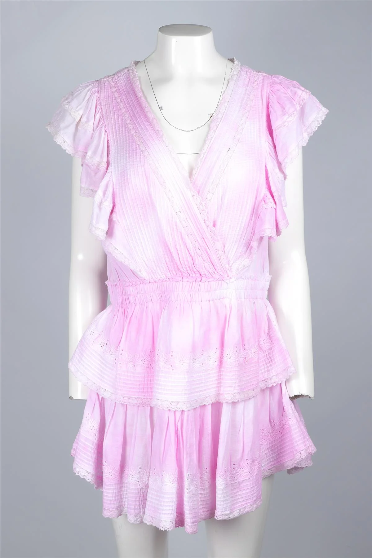 LOVESHACKFANCY PINK COTTON MINI DRESS LARGE - Image 2
