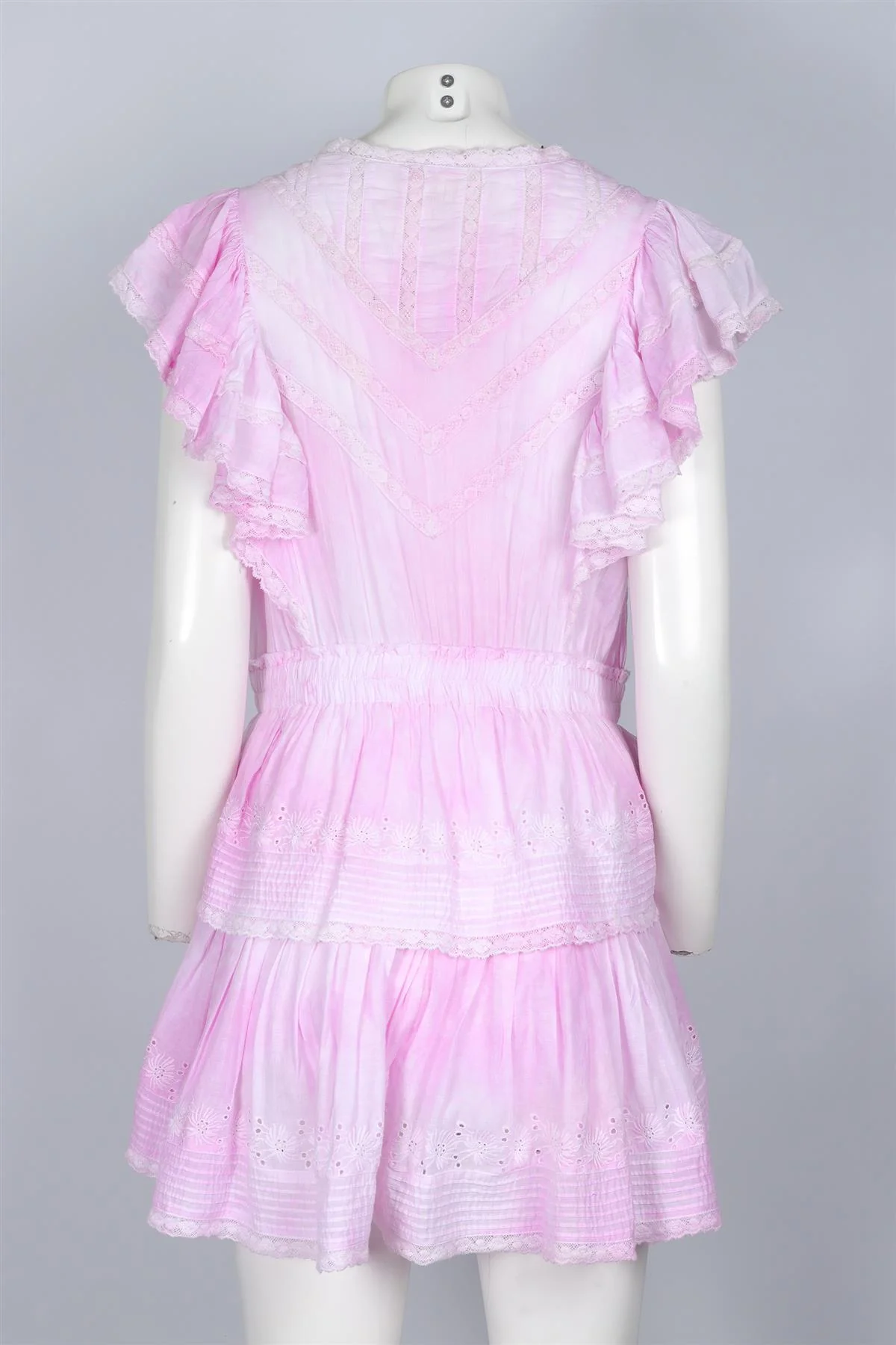 LOVESHACKFANCY PINK COTTON MINI DRESS LARGE - Image 4