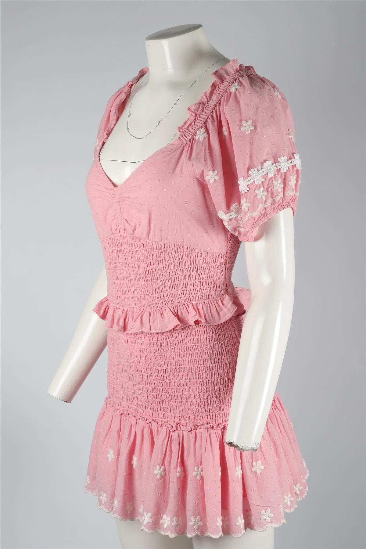 LOVESHACKFANCY PINK COTTON MINI DRESS MEDIUM - Image 3