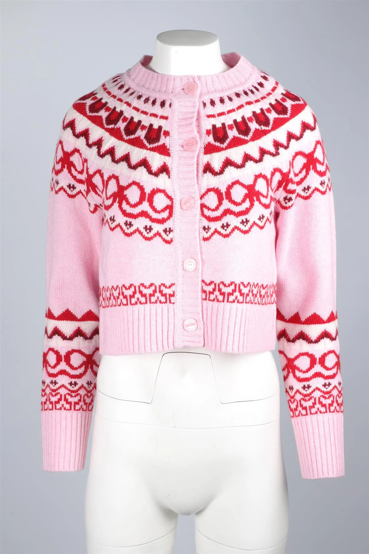 LOVESHACKFANCY PINK WOOL CARDIGAN SMALL - Image 2