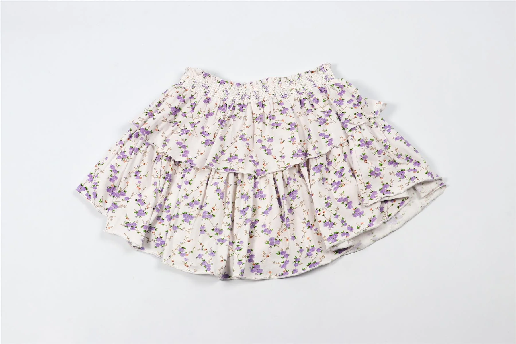 LOVESHACKFANCY PURPLE FLORAL MINI SKIRT XX-SMALL - Image 4
