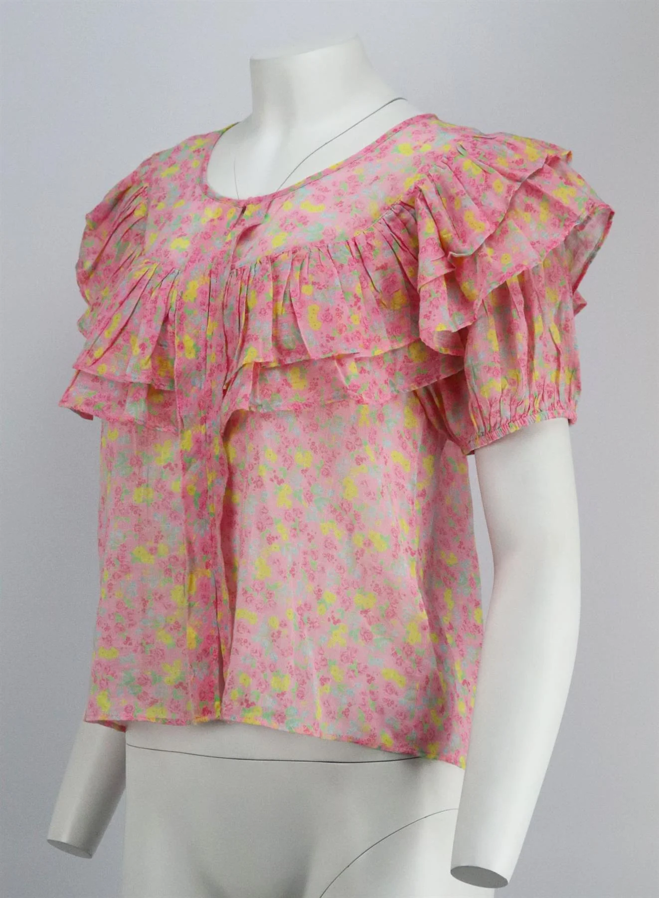 LOVESHACKFANCY RUFFLED FLORAL PRINT COTTON VOILE TOP SMALL - Image 3