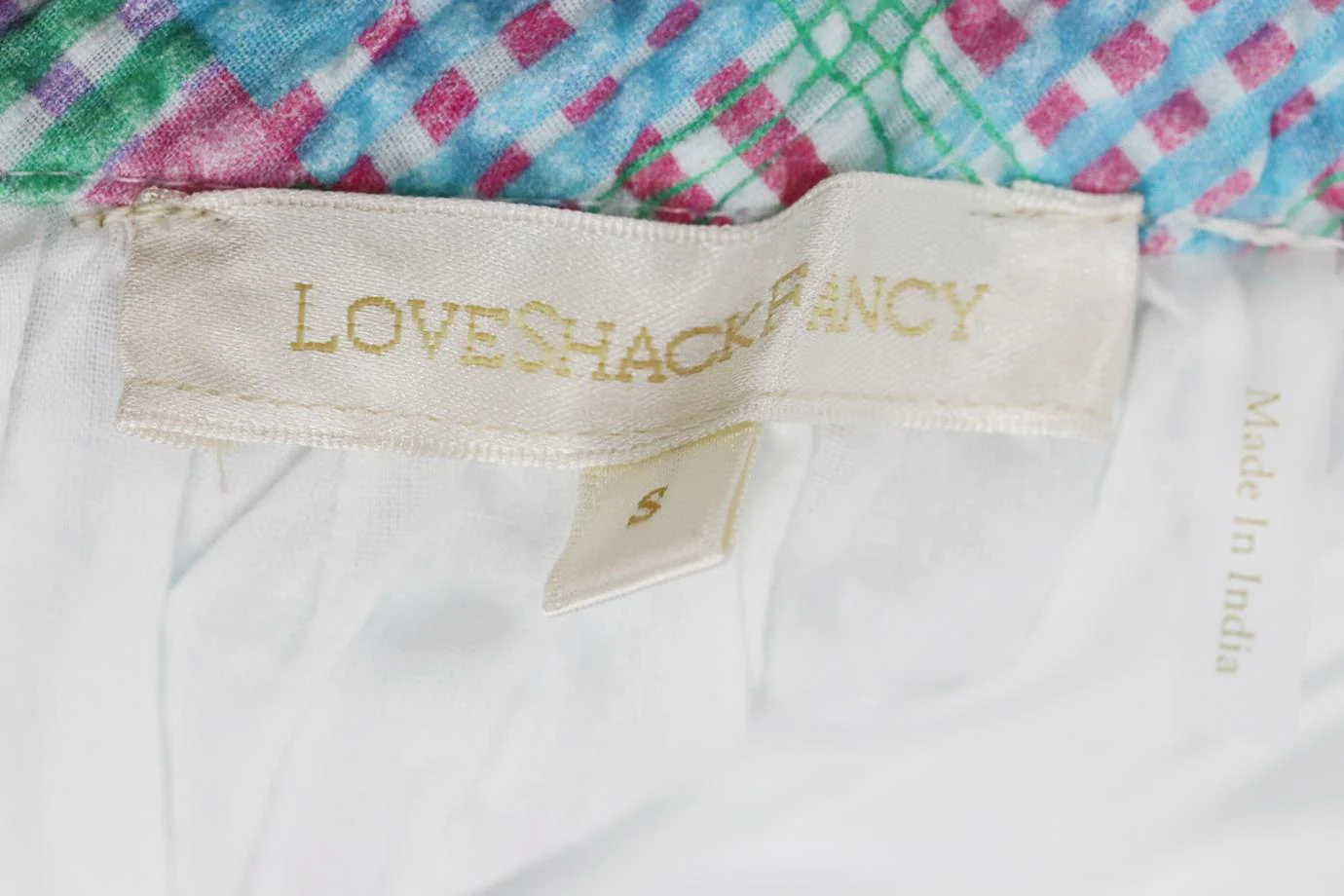 LOVESHACKFANCY TIERED CHECKED COTTON MINI SKIRT SMALL - Image 5