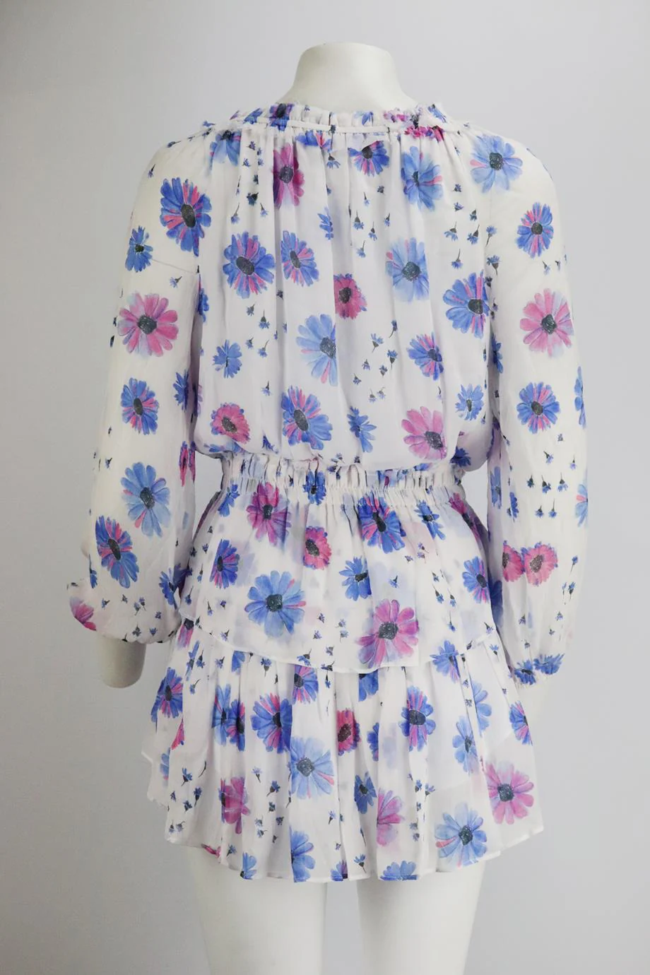 LOVESHACKFANCY TIERED FLORAL PRINT CHIFFON MINI DRESS SMALL - Image 4