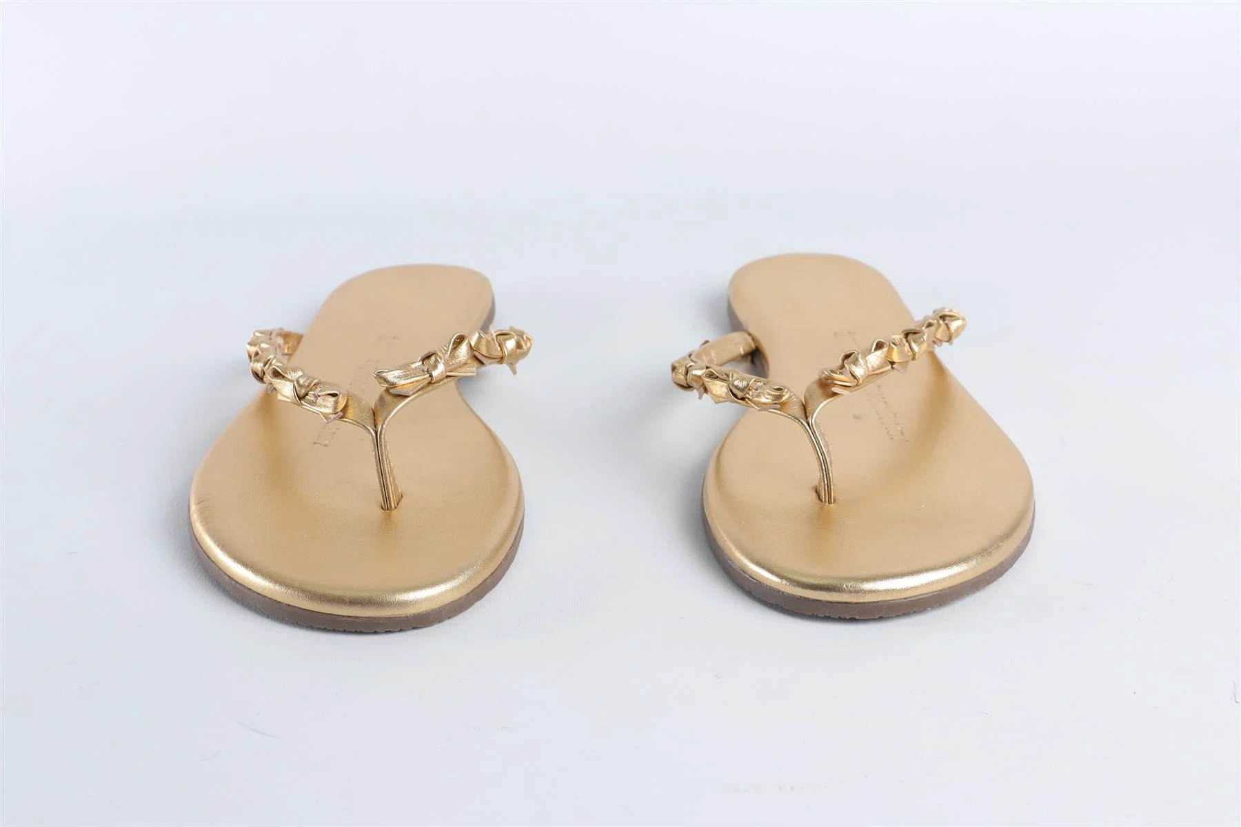 LOVESHACKFANCY + TKEES GOLD LEATHER FLIP FLOPS EU 36 UK 3 US 5 - Image 3