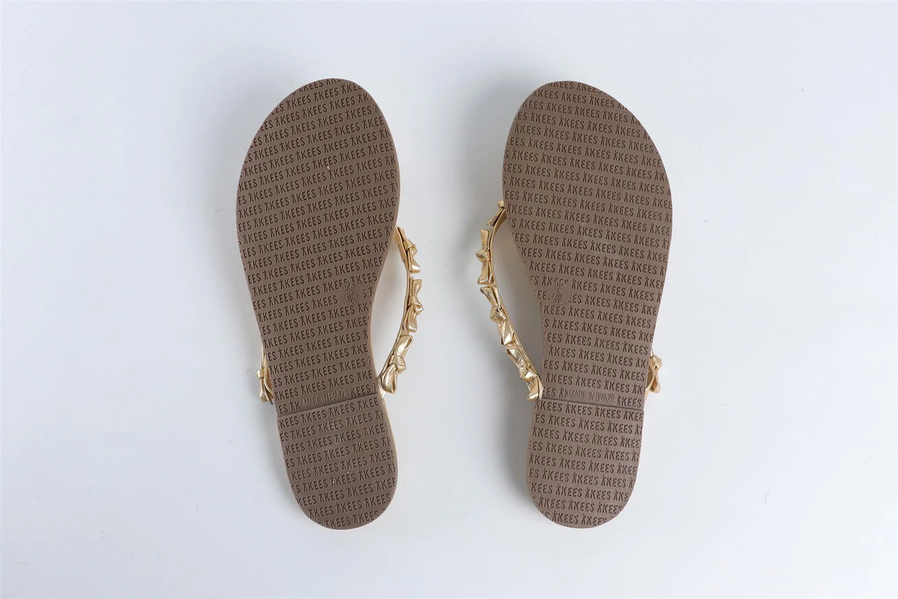 LOVESHACKFANCY + TKEES GOLD LEATHER FLIP FLOPS EU 36 UK 3 US 5 - Image 6
