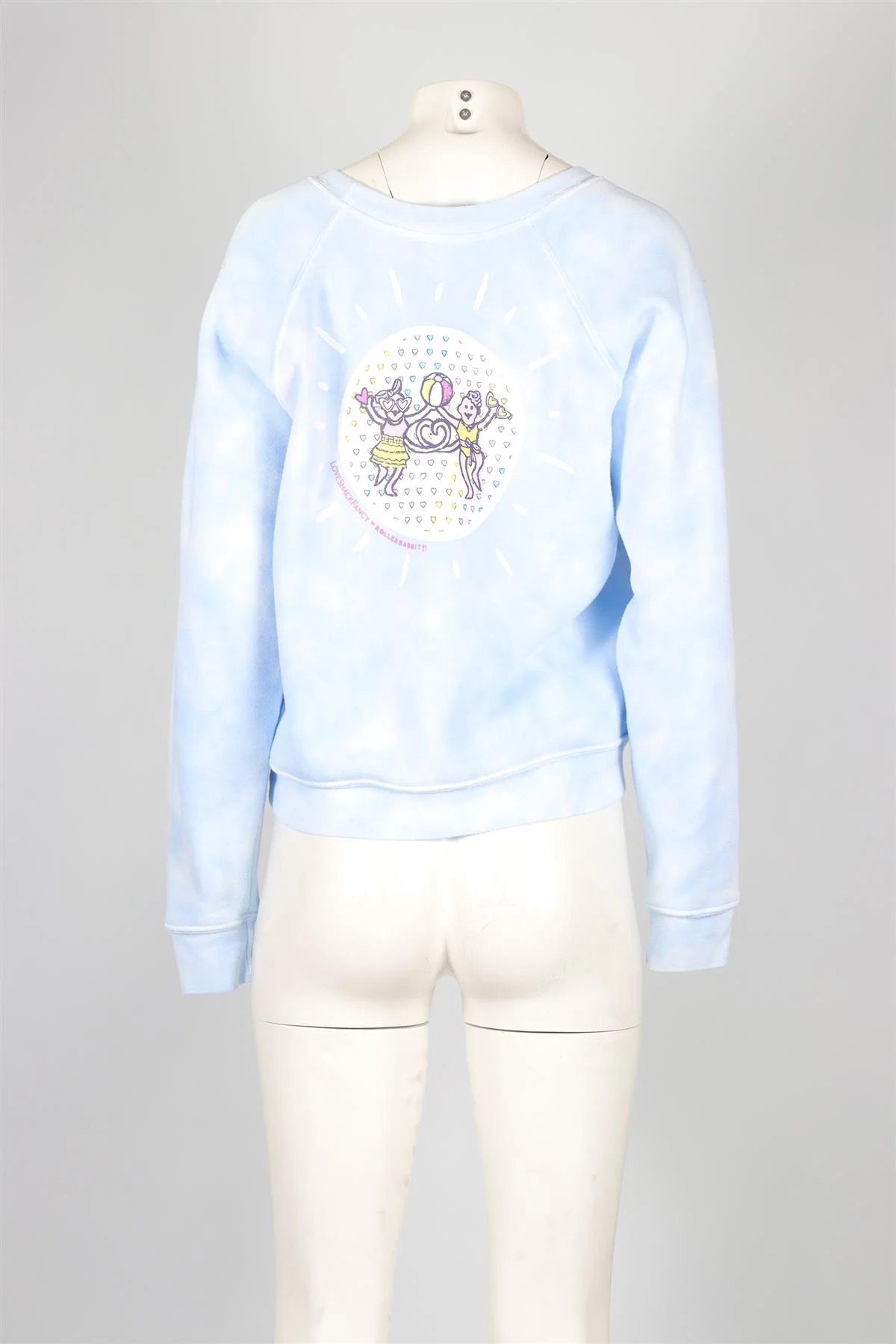 LOVESHACKFANCY X ROLLER RABBIT BLUE COTTON SWEATSHIRT SMALL - Image 4