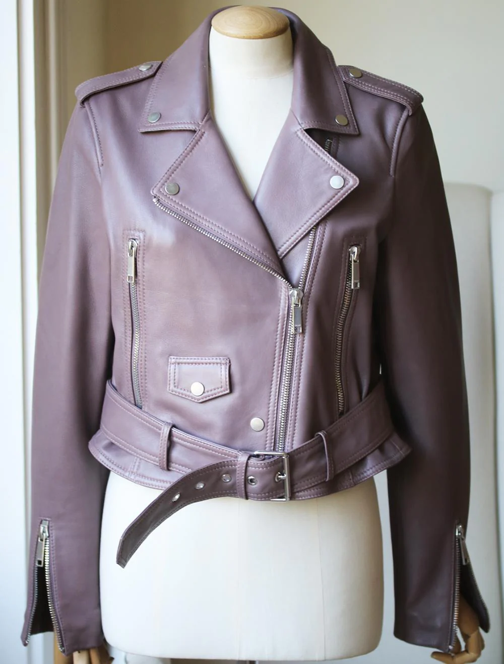 LTH JKT MYA CROPPED LEATHER BIKER JACKET LARGE - Image 2