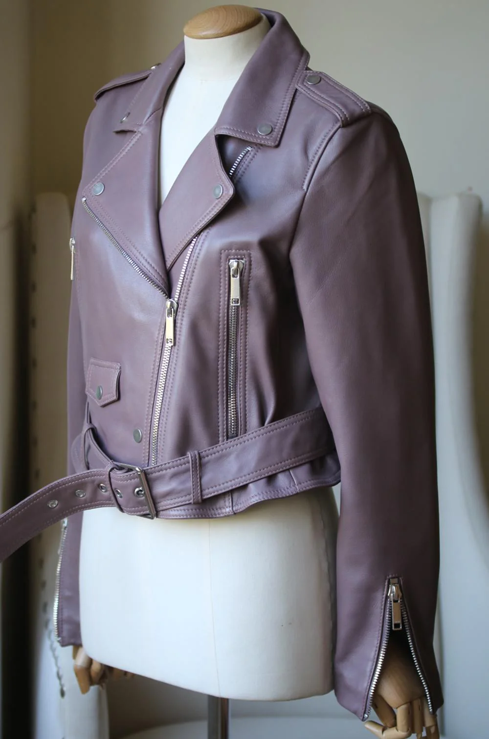 LTH JKT MYA CROPPED LEATHER BIKER JACKET LARGE - Image 4