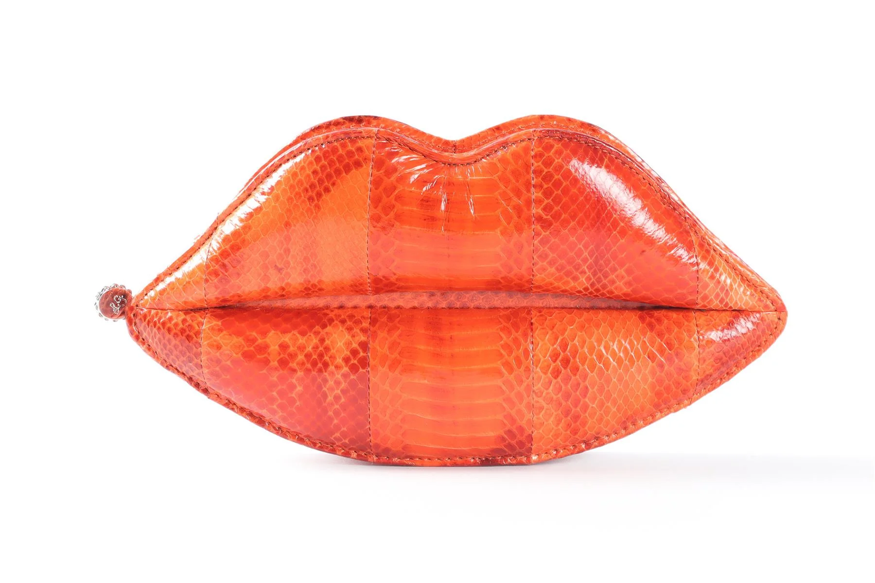 LULU GUINNESS ORANGE LIPS SNAKESKIN CLUTCH - Image 2