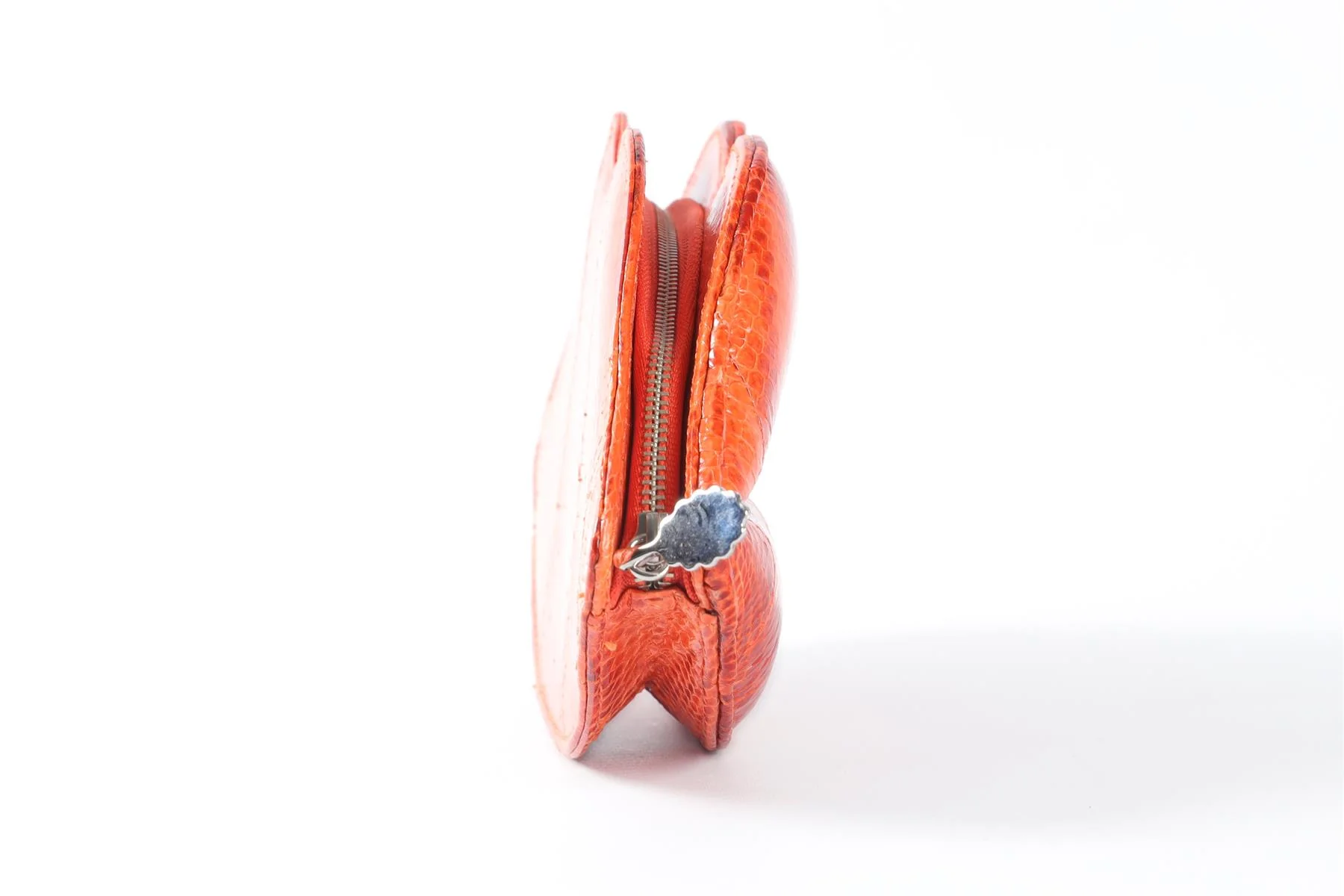 LULU GUINNESS ORANGE LIPS SNAKESKIN CLUTCH - Image 4
