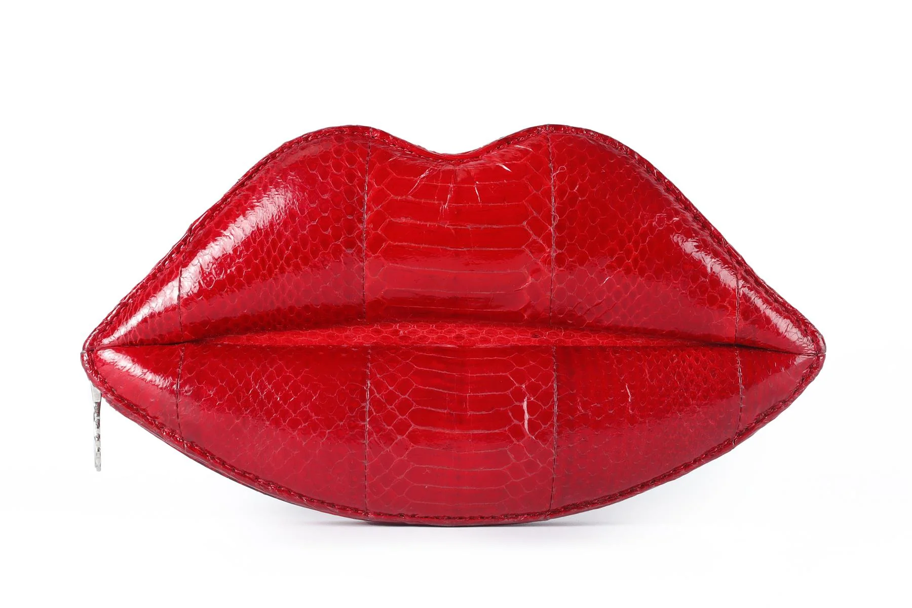 LULU GUINNESS RED LIPS SNAKESKIN CLUTCH - Image 2
