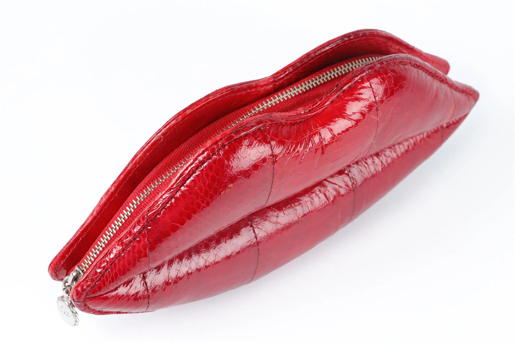 LULU GUINNESS RED LIPS SNAKESKIN CLUTCH - Image 9