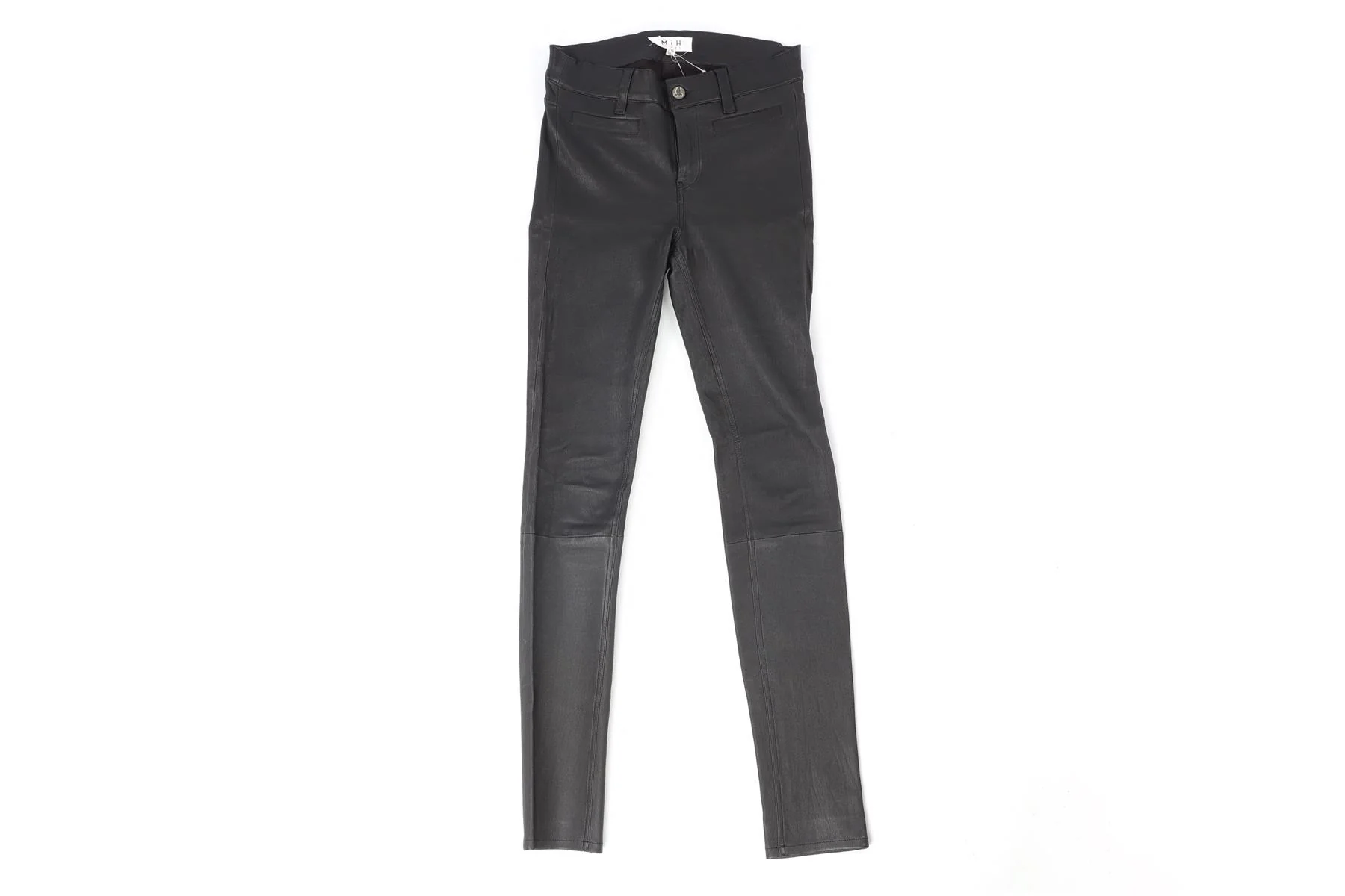 M.I.H BLACK LEATHER SKINNY PANTS W25 UK 6-8 - Image 2