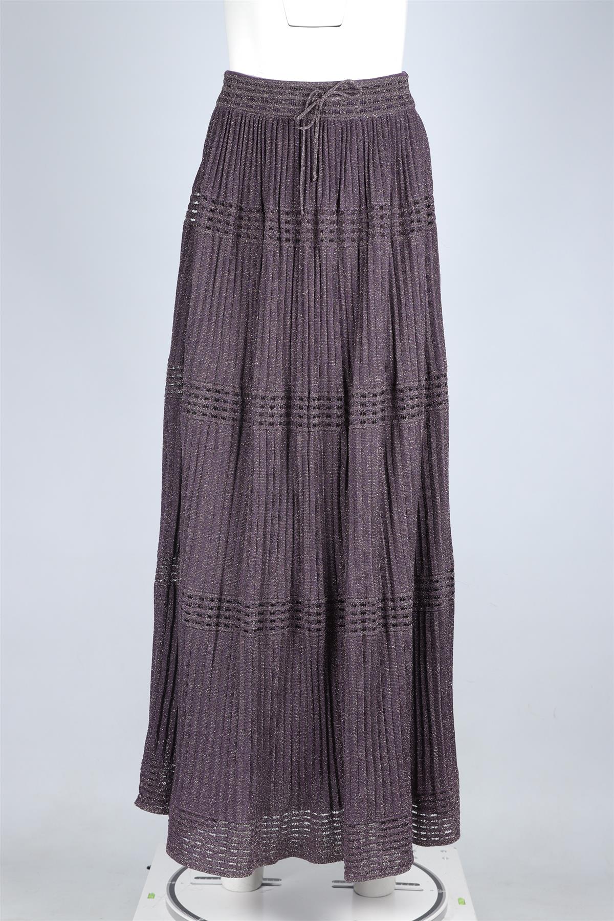M MISSONI PURPLE CROCHET MAXI SKIRT IT 40 UK 8 - Image 2