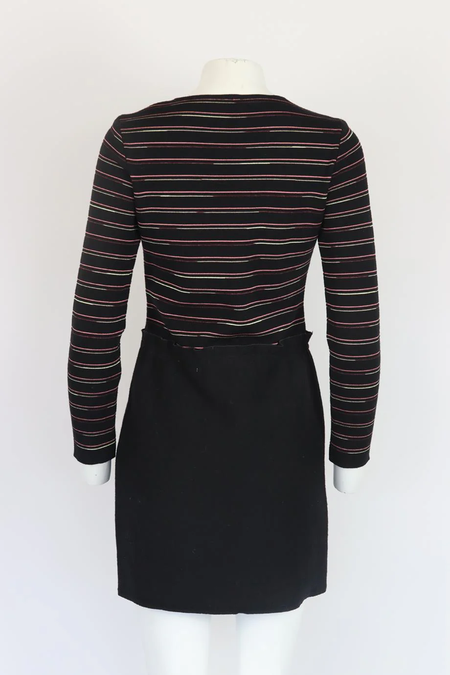 M MISSONI STRIPED STRETCH KNIT AND WOOL MINI DRESS MEDIUM - Image 4
