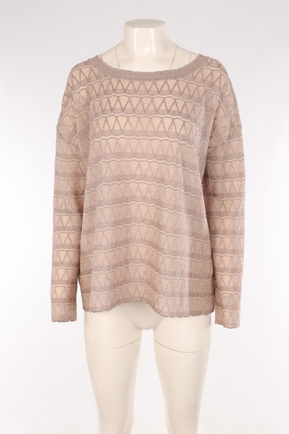 M MISSONI TAUPE CROCHET SWEATER MEDIUM - Image 2