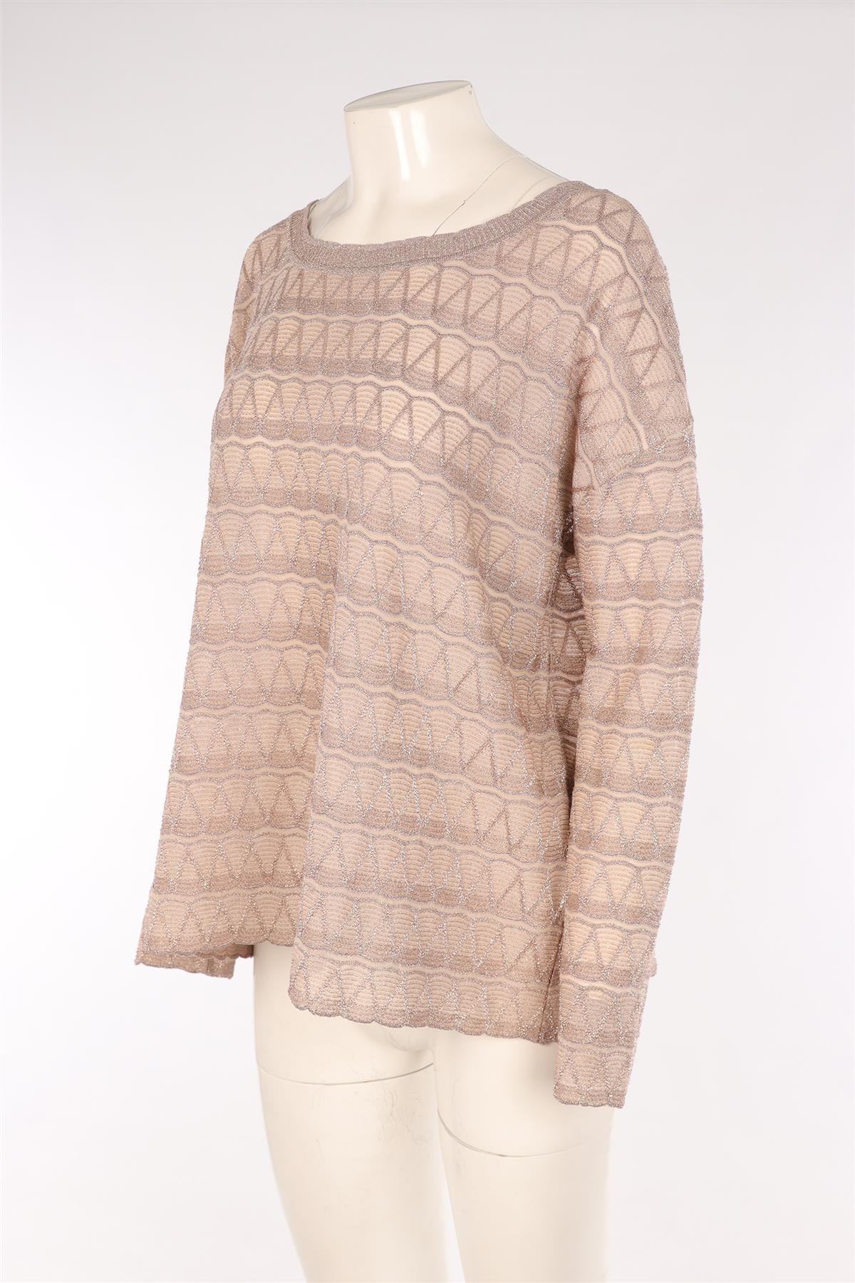 M MISSONI TAUPE CROCHET SWEATER MEDIUM - Image 3
