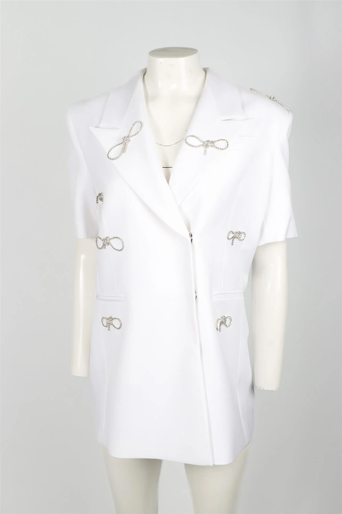 MACH & MACH IVORY CRYSTAL AND WOOL MINI DRESS UK 10 US 6 - Image 2