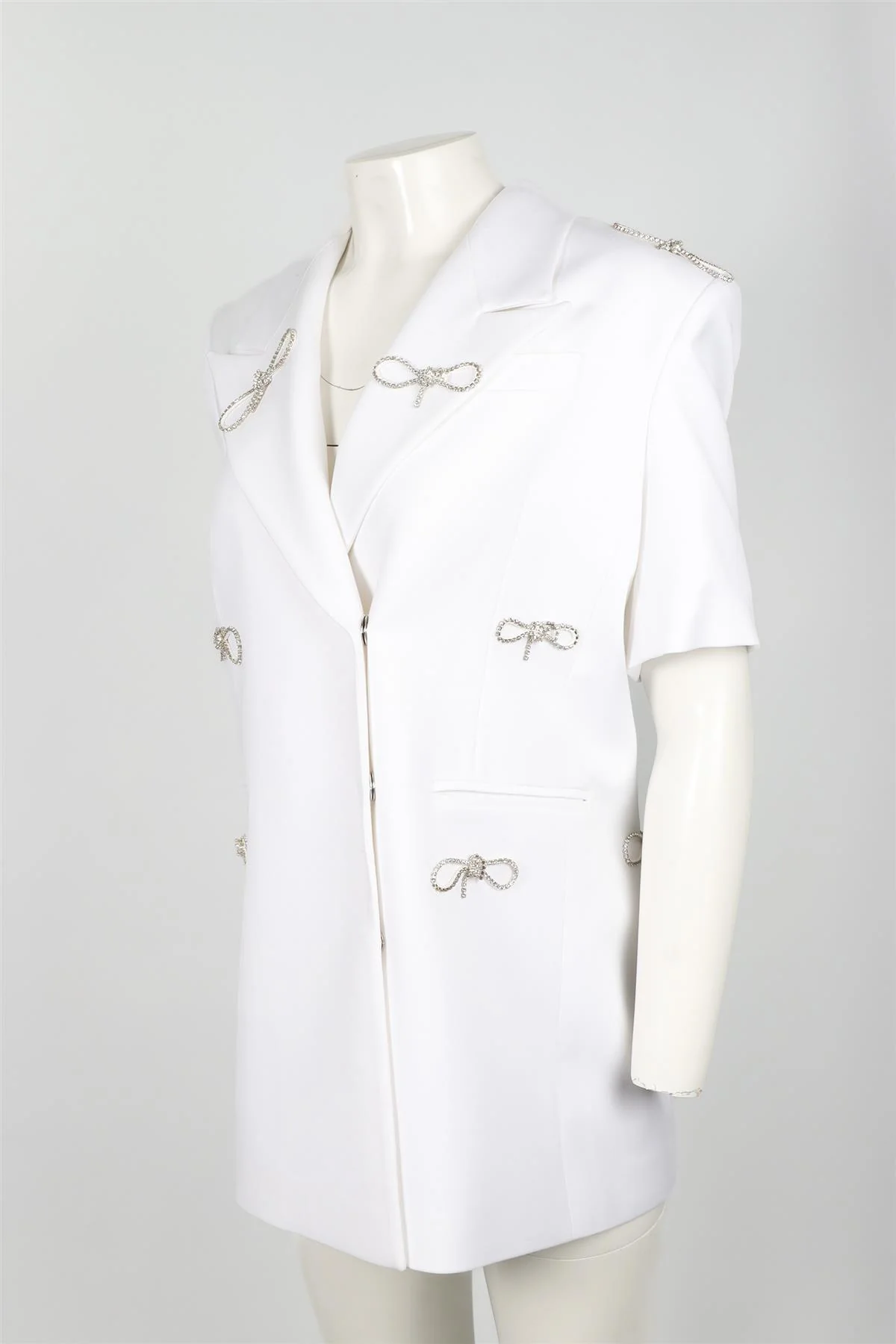 MACH & MACH IVORY CRYSTAL AND WOOL MINI DRESS UK 10 US 6 - Image 3