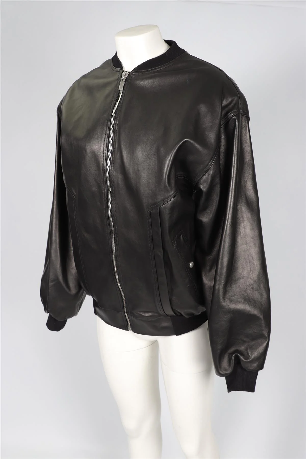 MAGDA BUTRYM BLACK LEATHER BOMBER JACKET FR 36 UK 8 - Image 3