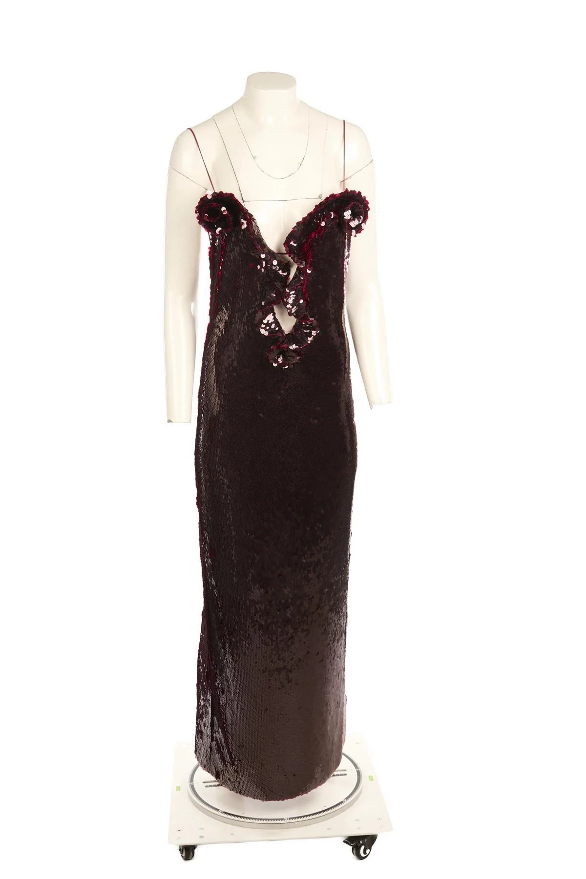 MAGDA BUTRYM BURGUNDY SEQUIN MAXI DRESS FR 36 UK 8 - Image 2