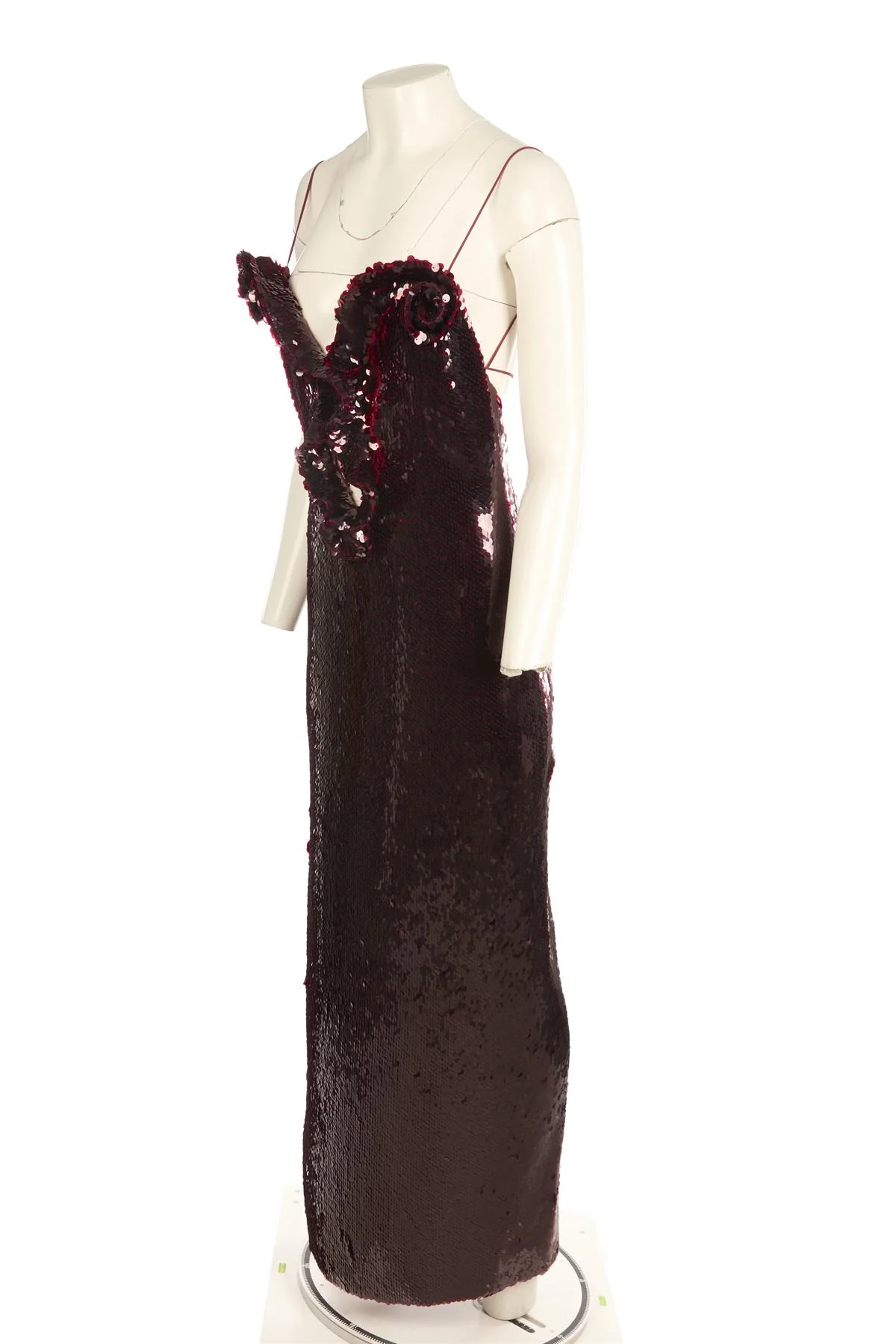 MAGDA BUTRYM BURGUNDY SEQUIN MAXI DRESS FR 36 UK 8 - Image 3