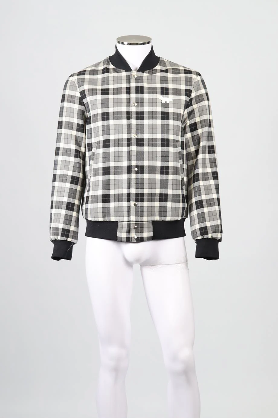 MAISON KITSUNE MEN'S REVERSIBLE WOOL BLEND BOMBER JACKET SMALL - Image 2