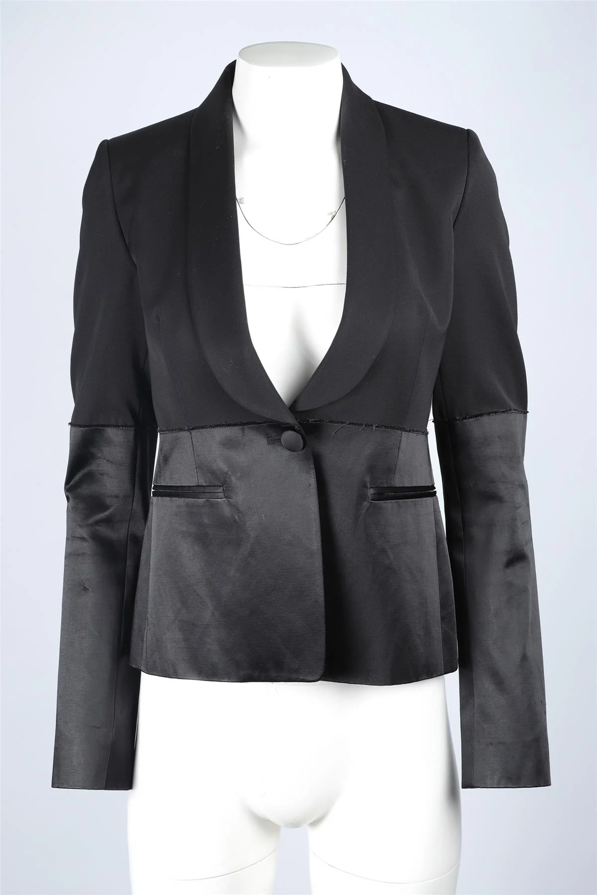 MAISON MARGIELA BLACK SATIN BLAZER IT 40 UK 8 - Image 2