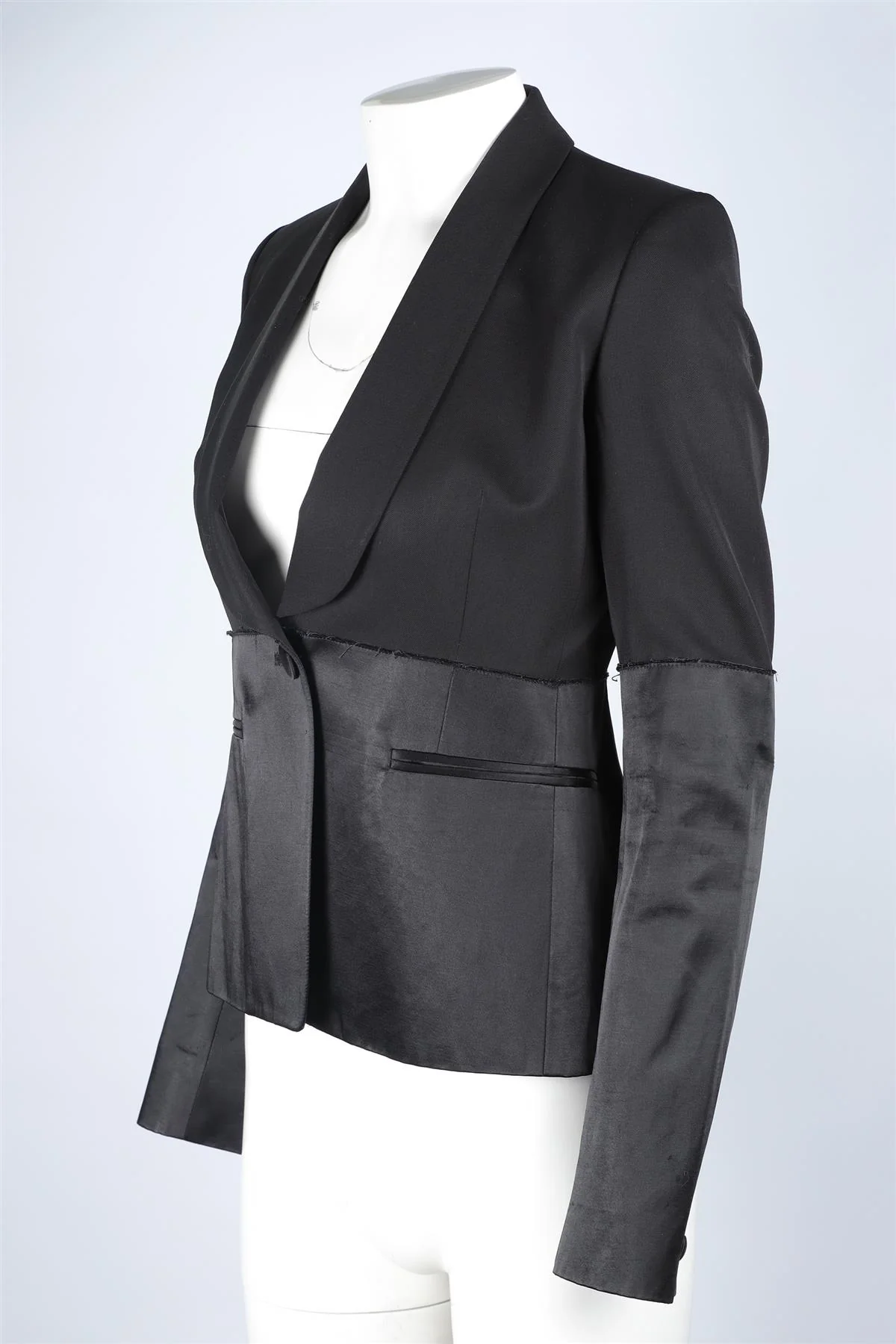 MAISON MARGIELA BLACK SATIN BLAZER IT 40 UK 8 - Image 3