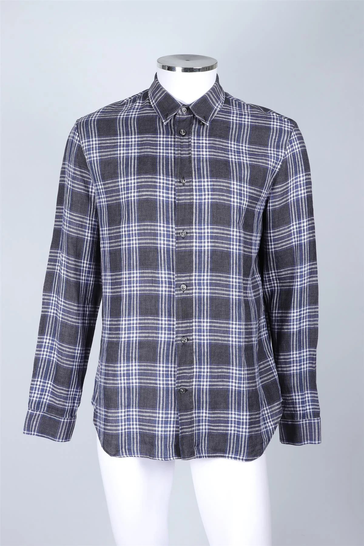 MAISON MARGIELA BLUE CHECKED LINEN SHIRT FR 52 UK/US 42 - Image 2