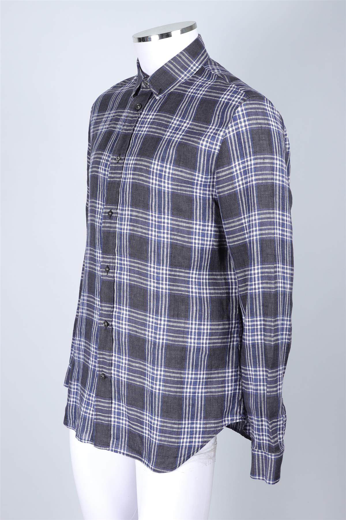 MAISON MARGIELA BLUE CHECKED LINEN SHIRT FR 52 UK/US 42 - Image 3