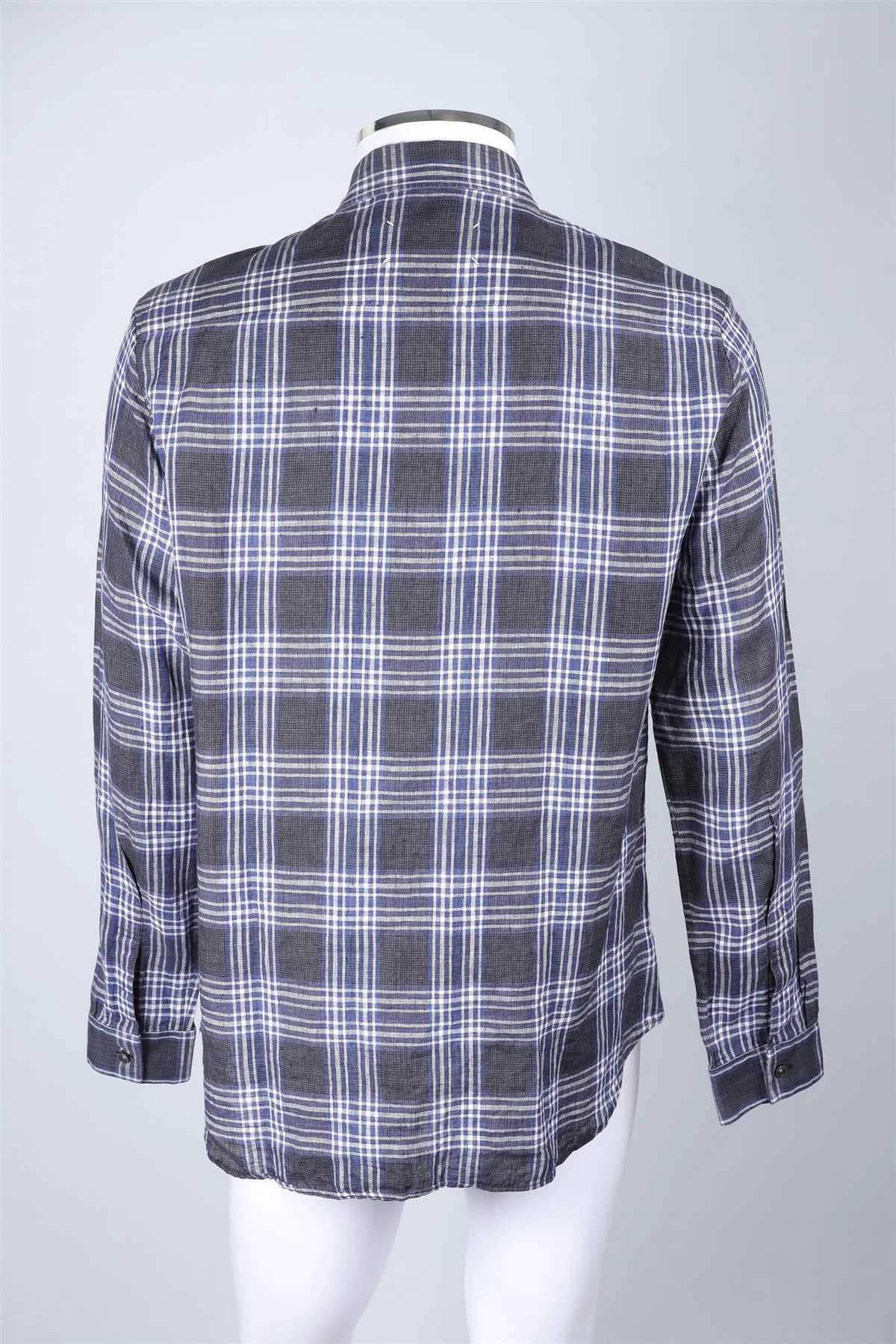 MAISON MARGIELA BLUE CHECKED LINEN SHIRT FR 52 UK/US 42 - Image 4