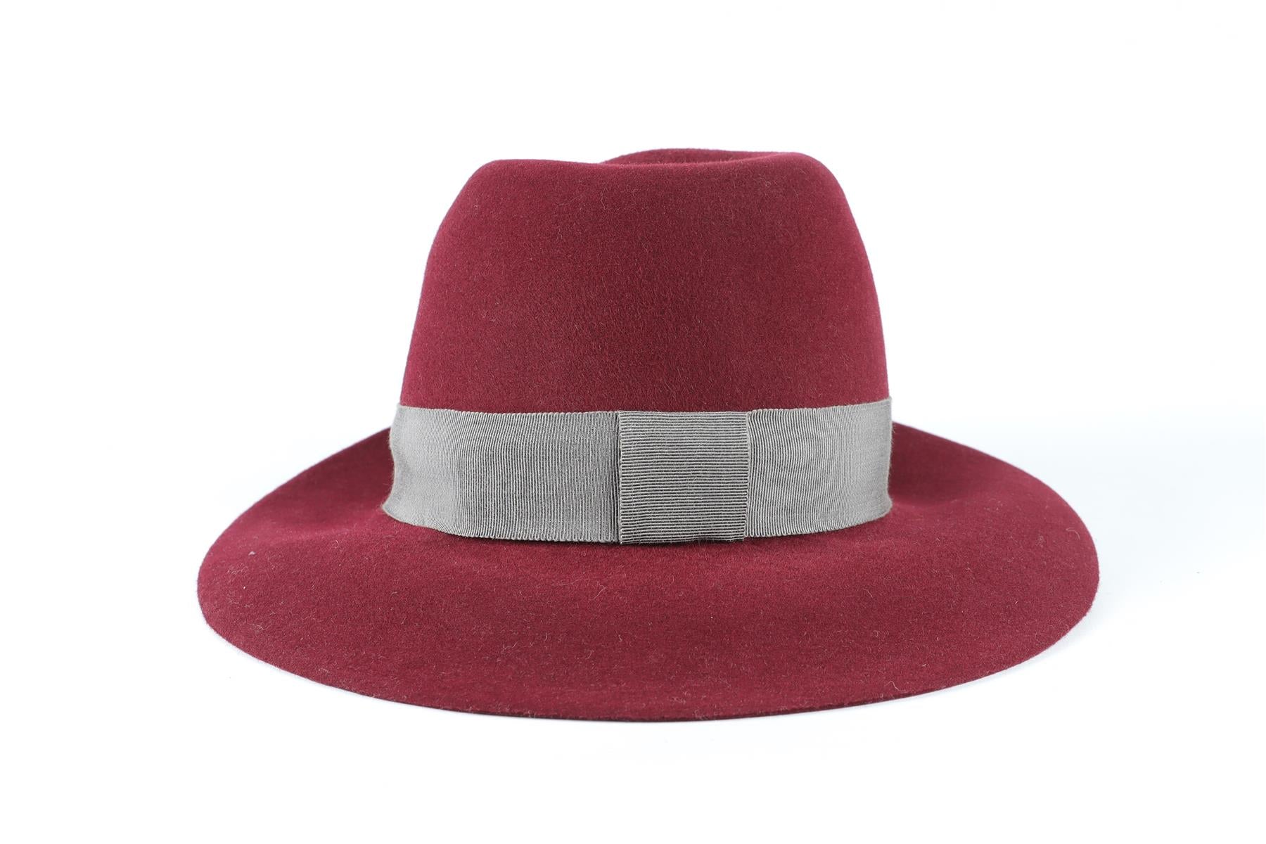 MAISON MICHEL BURGUNDY WOOL HAT MEDIUM - Image 5