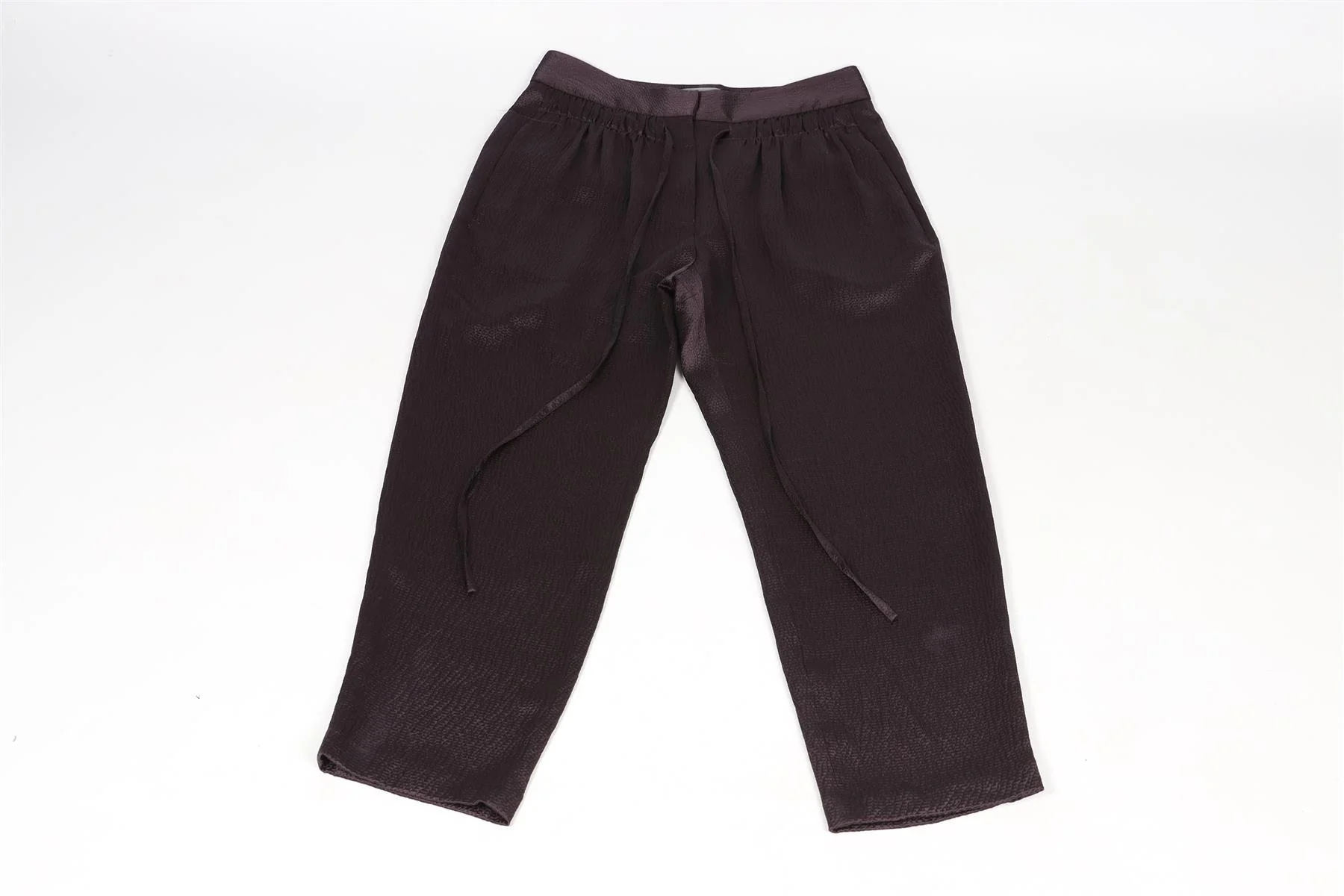 MAIYET NAVY SILK STRAIGHT LEG PANTS US 0 UK 4 - Image 2