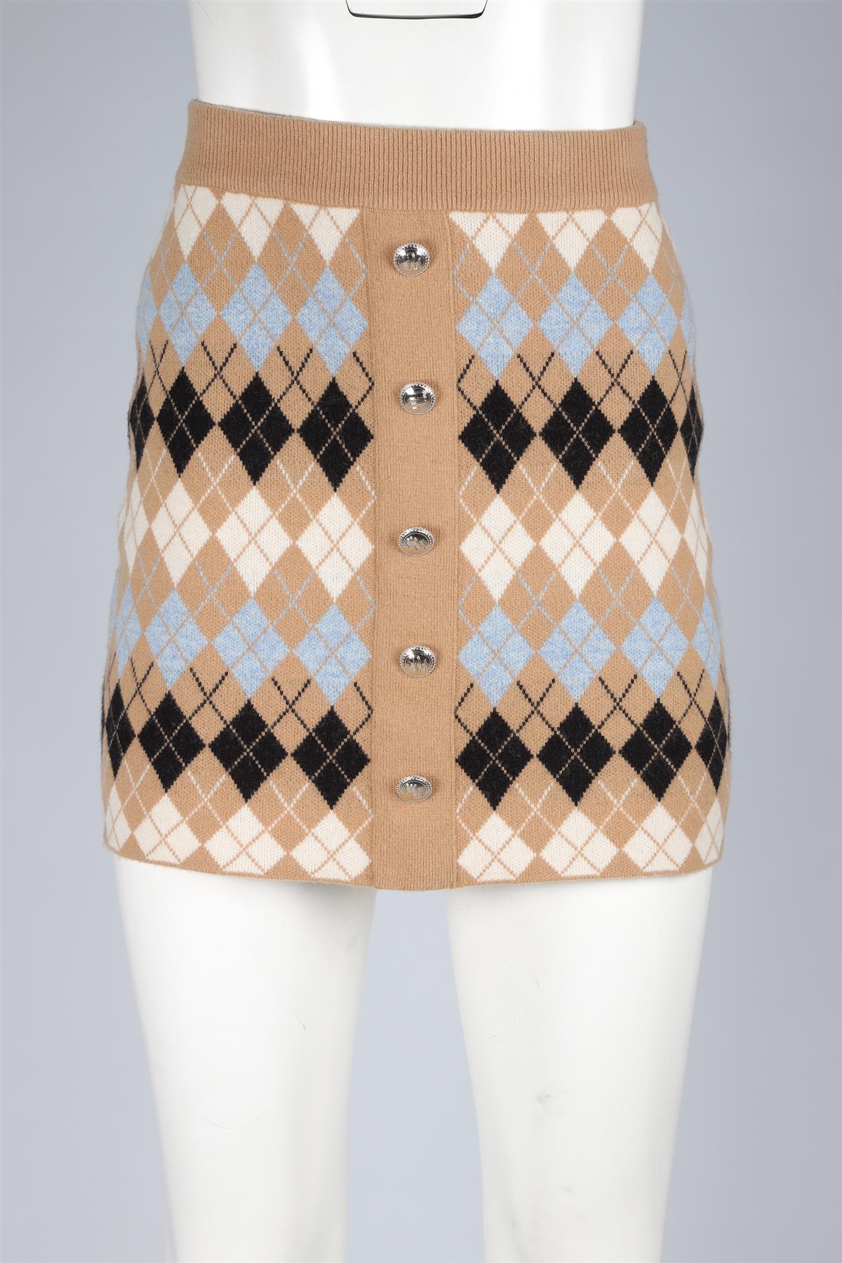 MAJE BIEGE WOOL MINI SKIRT FR 34 UK 6 - Image 2